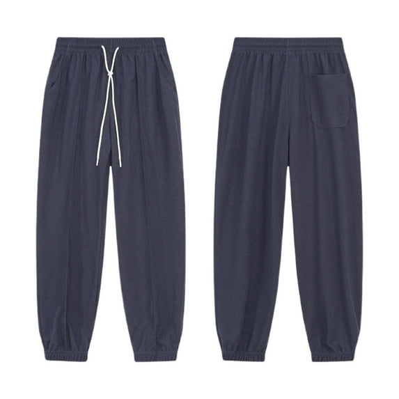 MIXUE Sweatpants for Men Solid Color Jogger With Pockets Warm Casual Trousers Holiday Wear,Blue,L