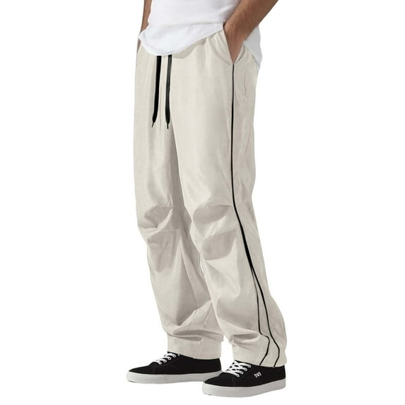 MIXUE Sweatpants for Men Solid Color Spring Summer Fashion Retro Sports Casual Loose Straight Trousers Streetwear,White,S