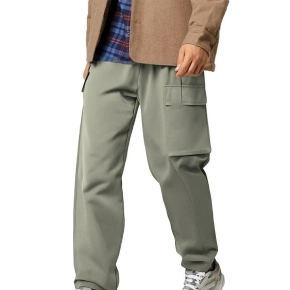 MIXUE Sweatpants for Men Solid Color Straight Leg Loose Fit Casual Lightweight Activities Trousers Cargo Pants Streetwear,Green,M