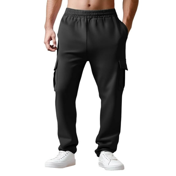 MIXUE Sweatpants for Men Solid Color Summer Vintage Elastic Slim Casual Trousers Sportwear,Black,XXXL