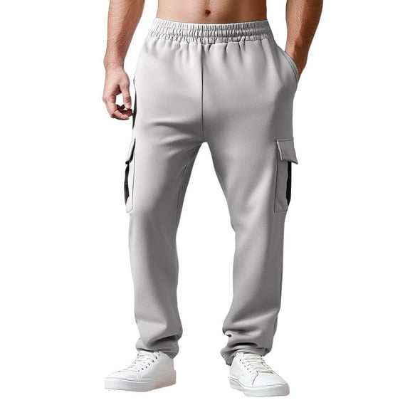 MIXUE Sweatpants for Men Solid Color Summer Vintage Elastic Slim Casual Trousers Sportwear,Gray,XXXL