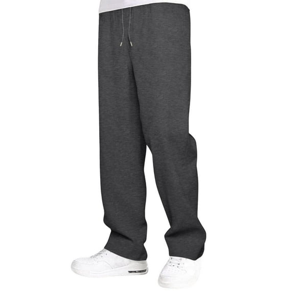 MIXUE Sweatpants for Men Summer Lined Solid Color High Waisted Wide Straight Leg With Pockets Bottom Workout Yoga Trousers Daily-Wear,Gray,XL