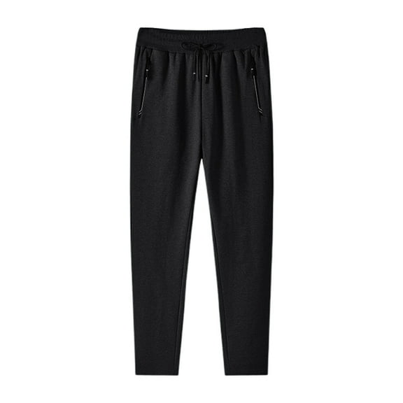 MIXUE Sweatpants for Men Summer Solid Color Elastic Waist Drawstring Straight Leg Sports Loose Casual Trousers Streetwear,Black,L