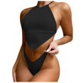 thumbnail image 1 of MIXUE Swim Suits for Women Solid Color And Chest Covering Bikini Sets for Women Split Swimwears Beachwear,Black,XL, 1 of 5