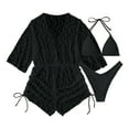 thumbnail image 1 of MIXUE Swim Suits for Women Solid Color Mesh Three Piece Sexy Backless Two Piece Bikini Sets for Women Swimwears Bathing Suits,Black,XL, 1 of 3