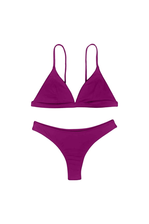 Swim Suits for Women Solid Color Sexy Bikini Sets for Women Split Swimwears Activewear,Purple,XL