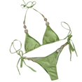 thumbnail image 1 of MIXUE Swim Suits for Women Solid Color Sexy Bikini Sets for Women Strappy Beach Vacation Swimwears Bathing Suits,Green,S, 1 of 3