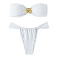 thumbnail image 1 of MIXUE Swim Suits for Women Solid Color Strapless Sexy Two Piece Bikini Sets for Women Swimwears Holiday Wear,White,L, 1 of 3