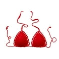 thumbnail image 1 of MIXUE Swim Suits for Women Summer Solid Color Lined Lace Up Halter Casual Handmade Crochet Bikini Top Swimwears Holiday Wear,Red,M, 1 of 3