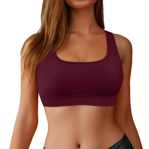 MIXUE Swim Suits for Women Summer Solid Color Racerback Sports Bra Bikini Workout Padded Swim Tops Swimwears Holiday Wear,Purple,L