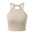 thumbnail image 1 of MIXUE Tank Top for Women Summer Solid Color Round Neck Sleeveless Fashion Soft Stretchy Comfortable Casual Camisole Vest Womens Tank Tops Activewear,Beige,L, 1 of 6