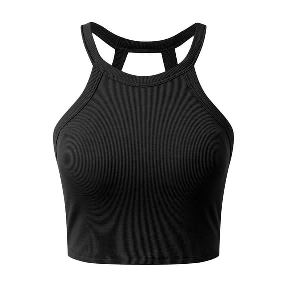 MIXUE Tank Top for Women Summer Solid Color Round Neck Sleeveless Fashion Soft Stretchy Comfortable Casual Camisole Vest Womens Tank Tops Daily-Wear,Black,L