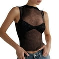 thumbnail image 1 of MIXUE Tank Top for Women Summer Knitted Solid Color Mesh Hollow Round Neck Sleeveless Sexy Fashion Party Club Camisole Vest Beachwear,Black,L, 1 of 4