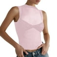 thumbnail image 1 of MIXUE Tank Top for Women Summer Knitted Solid Color Mesh Hollow Round Neck Sleeveless Sexy Fashion Party Club Camisole Vest Holiday Wear,Pink,M, 1 of 4