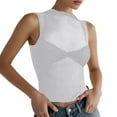 thumbnail image 1 of MIXUE Tank Top for Women Summer Knitted Solid Color Mesh Hollow Round Neck Sleeveless Sexy Fashion Party Club Camisole Vest Sportwear,Silver,L, 1 of 4