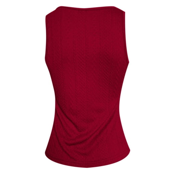 MIXUE Tank Top for Women Summer Solid Color Beauty Sexy Jacquard Camisole Vest Holiday Wear,Red,S