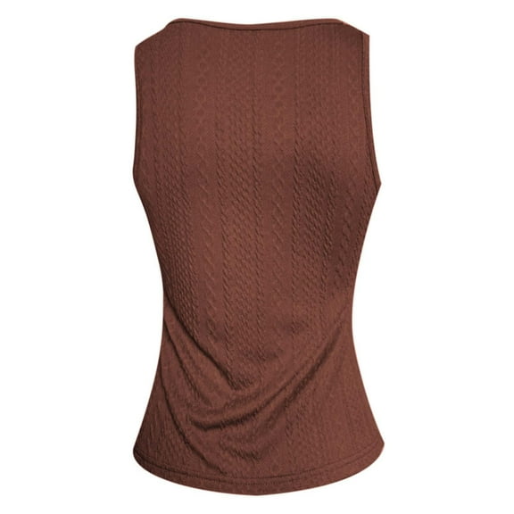 MIXUE Tank Top for Women Summer Solid Color Beauty Sexy Jacquard Camisole Vest Outwear,Brown,S
