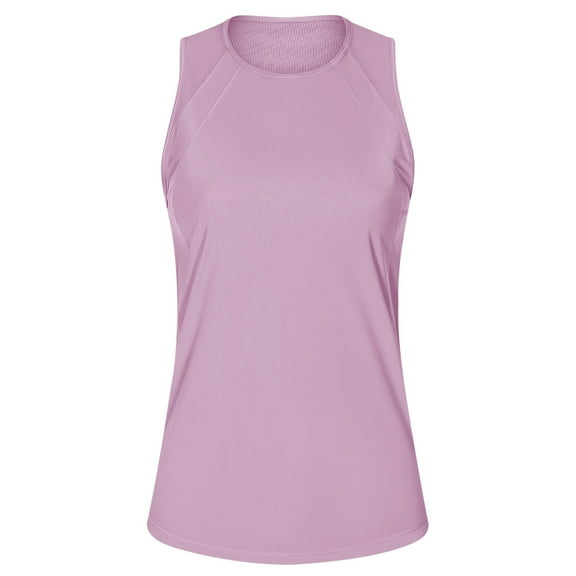 MIXUE Tank Top for Women Summer Solid Color Round Neck Sleeveless Casual Soft Basic Camisole Vest Womens Tank Tops Beachwear,Purple,M