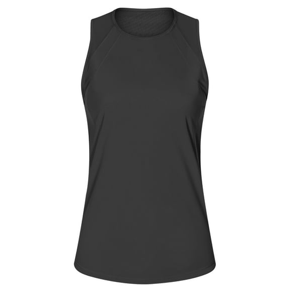 MIXUE Tank Top for Women Summer Solid Color Round Neck Sleeveless Casual Soft Basic Camisole Vest Womens Tank Tops Holiday Wear,Black,S