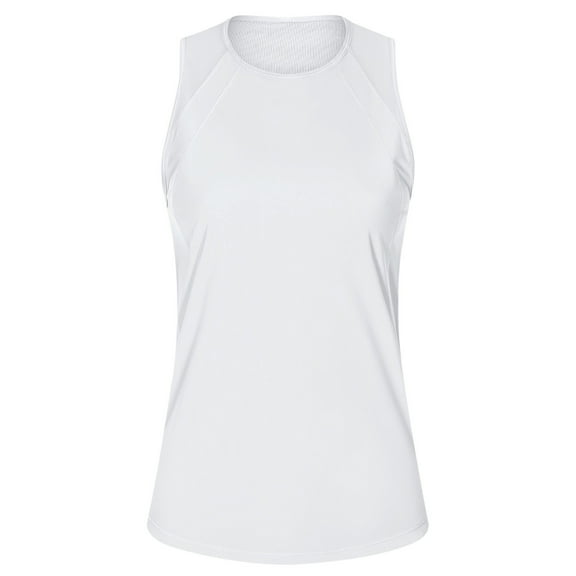 MIXUE Tank Top for Women Summer Solid Color Round Neck Sleeveless Casual Soft Basic Camisole Vest Womens Tank Tops Outwear,White,S