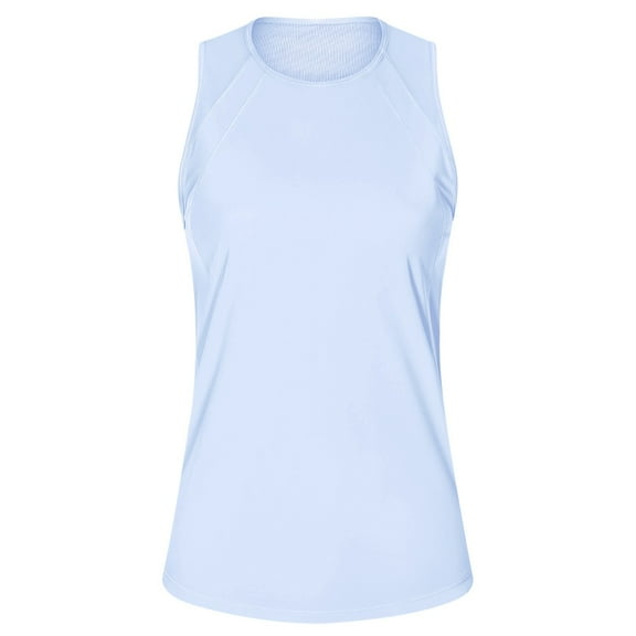 MIXUE Tank Top for Women Summer Solid Color Round Neck Sleeveless Casual Soft Basic Camisole Vest Womens Tank Tops Sportwear,Blue,S