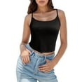thumbnail image 1 of MIXUE Tank Top for Women Summer Solid Color Square Neck Spaghetti Strap Double Lined Sleeveless Crop Sexy Camisole Vest Holiday Wear,Black,XXL, 1 of 5