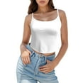 thumbnail image 1 of MIXUE Tank Top for Women Summer Solid Color Square Neck Spaghetti Strap Double Lined Sleeveless Crop Sexy Camisole Vest Outwear,White,L, 1 of 5