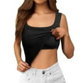 thumbnail image 1 of MIXUE Tank Top for Women Summer Solid Color Strappy Square Collar Padded Sleeveless Basic Camisole Vest Womens Tank Tops Activewear,Black,M, 1 of 5