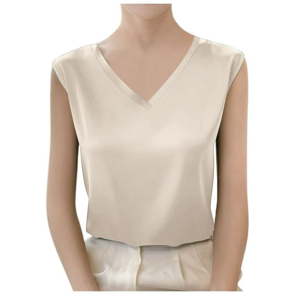 MIXUE Tank Top for Women Summer Solid Color V Neck Wide Strap Ice Silk Loose Fit Basic Sleeveless Layering Camisole Vest Activewear,Brown,XXXXL