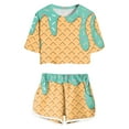 thumbnail image 1 of MIXUE Teen Girls Outfit Sets Summer Ice Cream Print Crew Neck Short Sleeve T Shirts Tops And Shorts 2 Piece Pajamas Activewear,Green,13-14 Years, 1 of 4