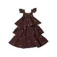 thumbnail image 1 of MIXUE Toddler Girls Casual Dresses Summer Solid Color Cute Cartoon Print Strappy Sleeveless Ruffled A Line Fashion Princess Dance Party Dress Holiday Wear,Brown,3-4 Years, 1 of 3