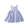 thumbnail image 1 of MIXUE Toddler Girls Casual Dresses Summer Solid Color Square Collar Strappy Sleeveless A Line Casual Dress Outwear,Purple,3-4 Years, 1 of 3