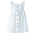 thumbnail image 1 of MIXUE Toddler Girls Casual Dresses Summer Solid Color Square Collar Strappy Sleeveless A Line Casual Dress Streetwear,White,3-4 Years, 1 of 3