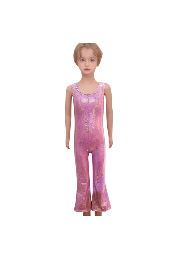 Toddler Girls Jumpsuits & Rompers Sequin Tight Stretch Sleeveless Crew Neck Bottoms Bodysuits Outwear,Pink,11-12 Years