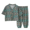 thumbnail image 1 of MIXUE Toddler Girls Outfit Sets Summer Cartoon Print V Neck Button Down Long Sleeve Shirts Tops Pants 2Pcs Pajamas Sleepwear Soft Loungewear Holiday Wear,Green,3-4 Years, 1 of 4