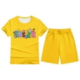 thumbnail image 1 of MIXUE Toddler Girls Outfit Sets Summer Easter Bunny Print Cartoon Crew Neck Short Sleeve T Shirt Tops Shorts Two Piece Pajamas Streetwear,Yellow,4-5 Years, 1 of 4