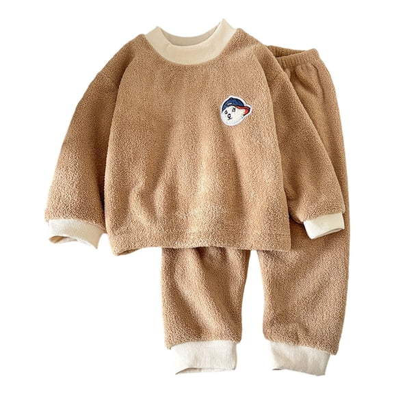 MIXUE Toddler Girls Pajamas Winter Long Sleeve Fuzzy Warm Tops   Pants Two Piece Thermal Loungewear Cozy Holiday Sleepwear