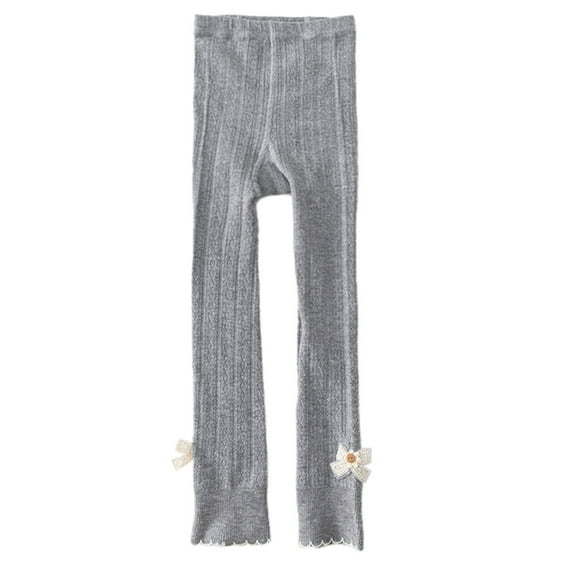 MIXUE Toddler Girls Pants Leggings Pcs Tights With Lace Bow Decoration Activewear,Gray,4-5 Years