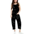 thumbnail image 1 of MIXUE Toddler Girls Pants Printed Casual V Strap Romper Loose Casual With Pocket Long Activewear,Black,13-14 Years, 1 of 6