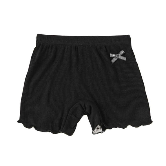 MIXUE Toddler Girls Pants Summer Solid Color Knit Bowknot Elastic Waist Ruffles Sports Casual Outwear,Black,2-3 Years