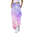 thumbnail image 1 of MIXUE Toddler Girls Pants Summer Tie Dye Gradient Print Elastic Waist Drawstring Jogging Bottoms Sports Straight Leg Sweatpants Trousers Holiday Wear,Purple,4-5 Years, 1 of 5