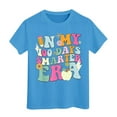 thumbnail image 1 of MIXUE Toddler Girls Tops & T-Shirts 100 Days Of School Letter Print Round Neck Short Sleeve Casual Pullover Tee Shirts Sportwear,Blue,3-4 Years, 1 of 4