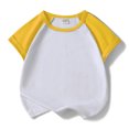 thumbnail image 1 of MIXUE Toddler Girls Tops & T-Shirts Baseball Color Block Crew Neck Short Sleeve Tops Sportwear,Yellow,9-10 Years, 1 of 4