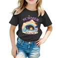 thumbnail image 1 of MIXUE Toddler Girls Tops & T-Shirts Beach Print Crew Neck Short Sleeve Comfortable Loose Fashion Casual Tops Pullover T Shirts Daily-Wear,Black,2-3 Years, 1 of 3
