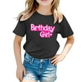 thumbnail image 1 of MIXUE Toddler Girls Tops & T-Shirts Birthday Letter Print Round Neck Short Sleeve Party Tops Pullover Tee Shirts Sportwear,Black,2-3 Years, 1 of 3