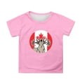 thumbnail image 1 of MIXUE Toddler Girls Tops & T-Shirts Canada Print Short Sleeve Crewneck Casual Fit Basic Tops Pullover T Shirts Activewear,Pink,10-11 Years, 1 of 4