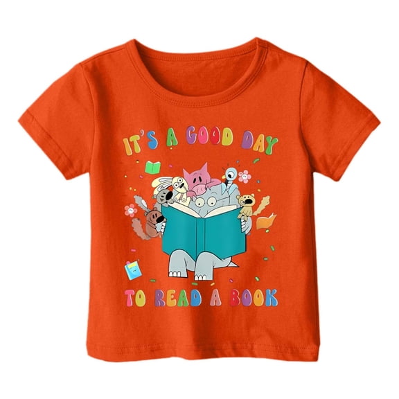MIXUE Toddler Girls Tops & T-Shirts Children Fashion Cartoon Print Loose Casual Short Sleeve Kids Comfortable Summer Pullover Tshirts Outwear,Orange,4-5 Years