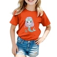 thumbnail image 1 of MIXUE Toddler Girls Tops & T-Shirts Cute Graphic Ocean Animal Print Round Neck Short Sleeve Tops Pullover T Shirts Activewear,Orange,10-11 Years, 1 of 3