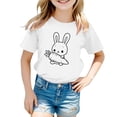 thumbnail image 1 of MIXUE Toddler Girls Tops & T-Shirts Easter Bunny Kids Cute Diy Egg Graphic Print Soft Round Neck Short Sleeve Pullover T Shirts Activewear,White,3-4 Years, 1 of 6