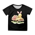 thumbnail image 1 of MIXUE Toddler Girls Tops & T-Shirts Easter Bunny Round Neck Short Sleeve Casual Tops Pullover Tee Shirts Streetwear,Black,3-4 Years, 1 of 4
